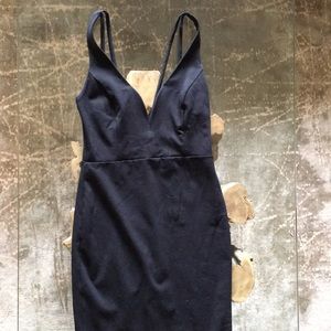 Lulus black midi bodycon cocktail dress
